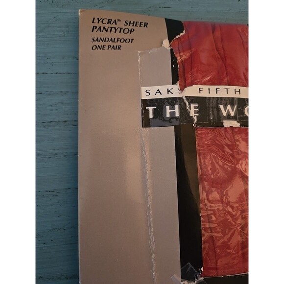 Saks Fifth Avenue Pantyhose The Works Fresco Rose Size B Sandal Vintage Hose - Picture 5 of 6